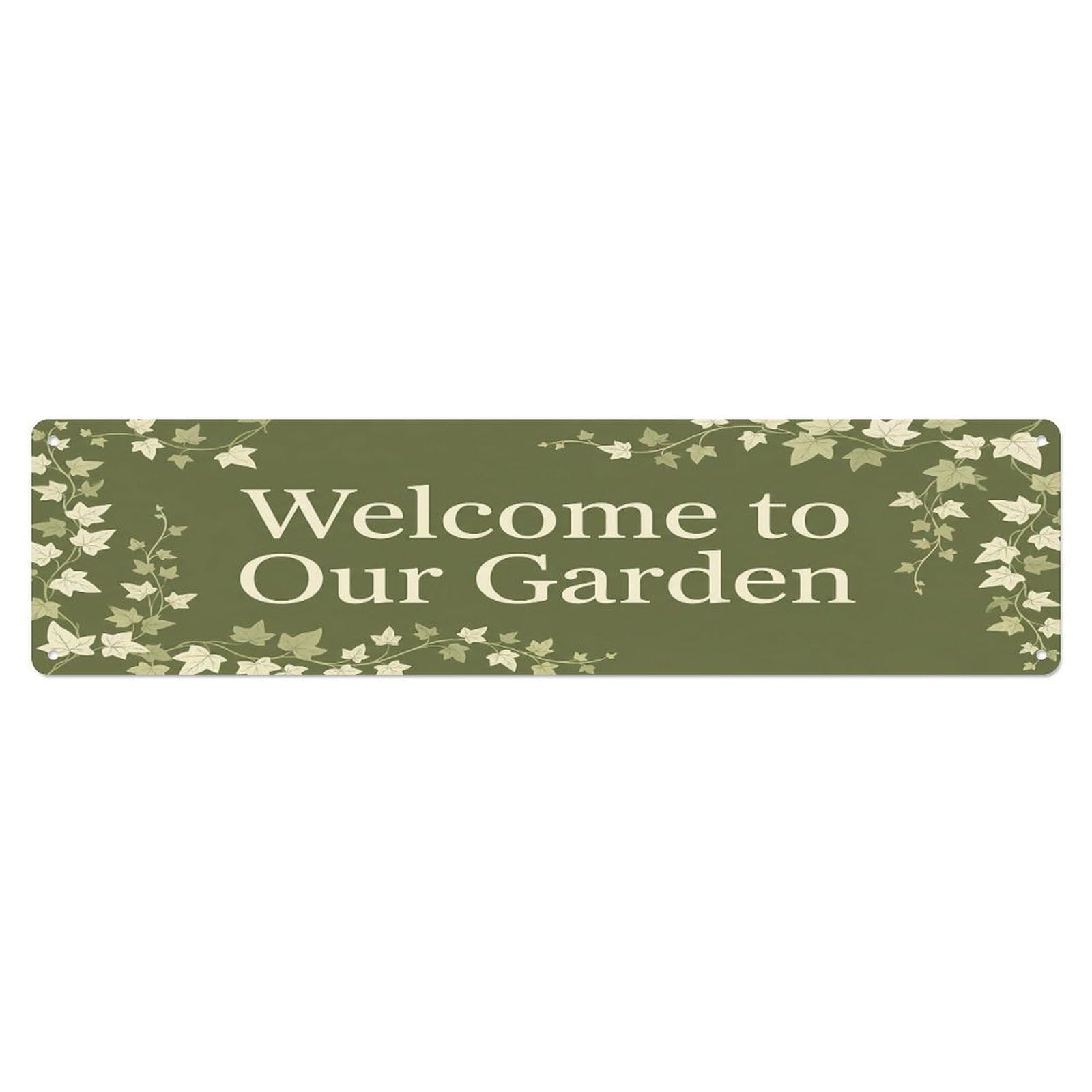 Vintage Welcome to Our Garden Ivy Trail Metal Tin Sign