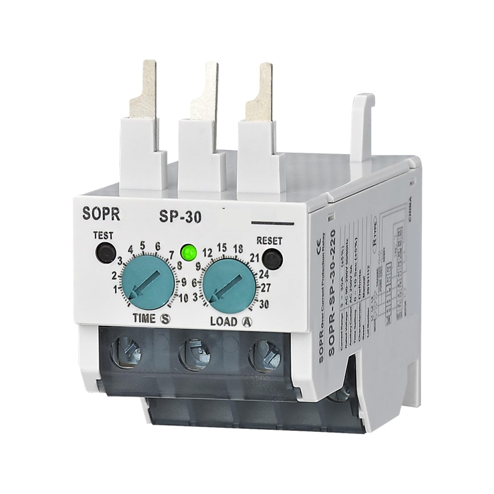 SOPR-SP Elektroniczny przekaźnik przeciążeniowy silnika termicznego (3-30A, jeden 24 VAC DC)