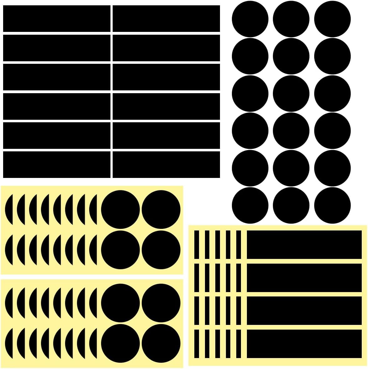 Dizzily 60 Pcs Adhesive Striker Paper, 1" Circle and 2" x .5" Rectangle Black Match Strip Stickers for Candles, Boot Match Holder, Jars, Fireplace
