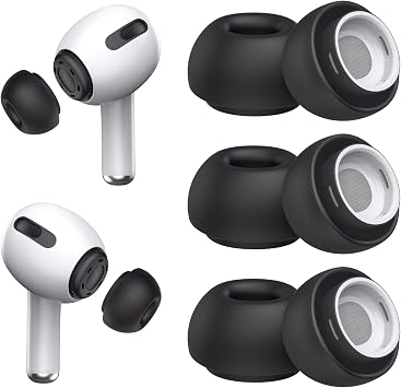3 Pairs Replacement Ear Tips for AirPods Pro 1st & 2nd Generation with Noise Reduction Hole, Silicone Ear Tips for AirPods Pro with Portable Storage Box and Fits in Charging Case Medium, Black