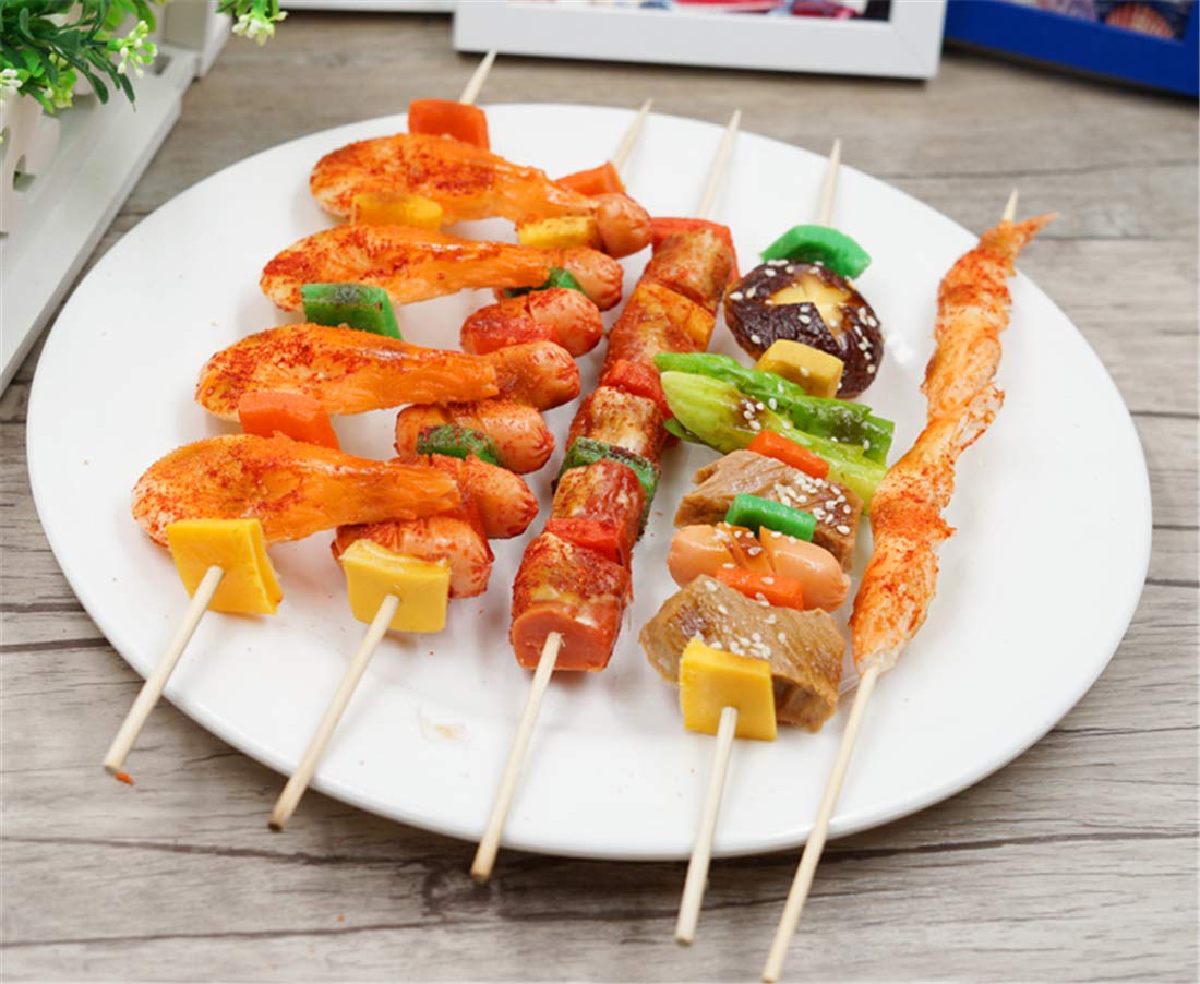 Zzooi 5pcs Artificial Lifelike Kabob Skewers Fake Kebab Skewers Props for Home Grill House Decoration