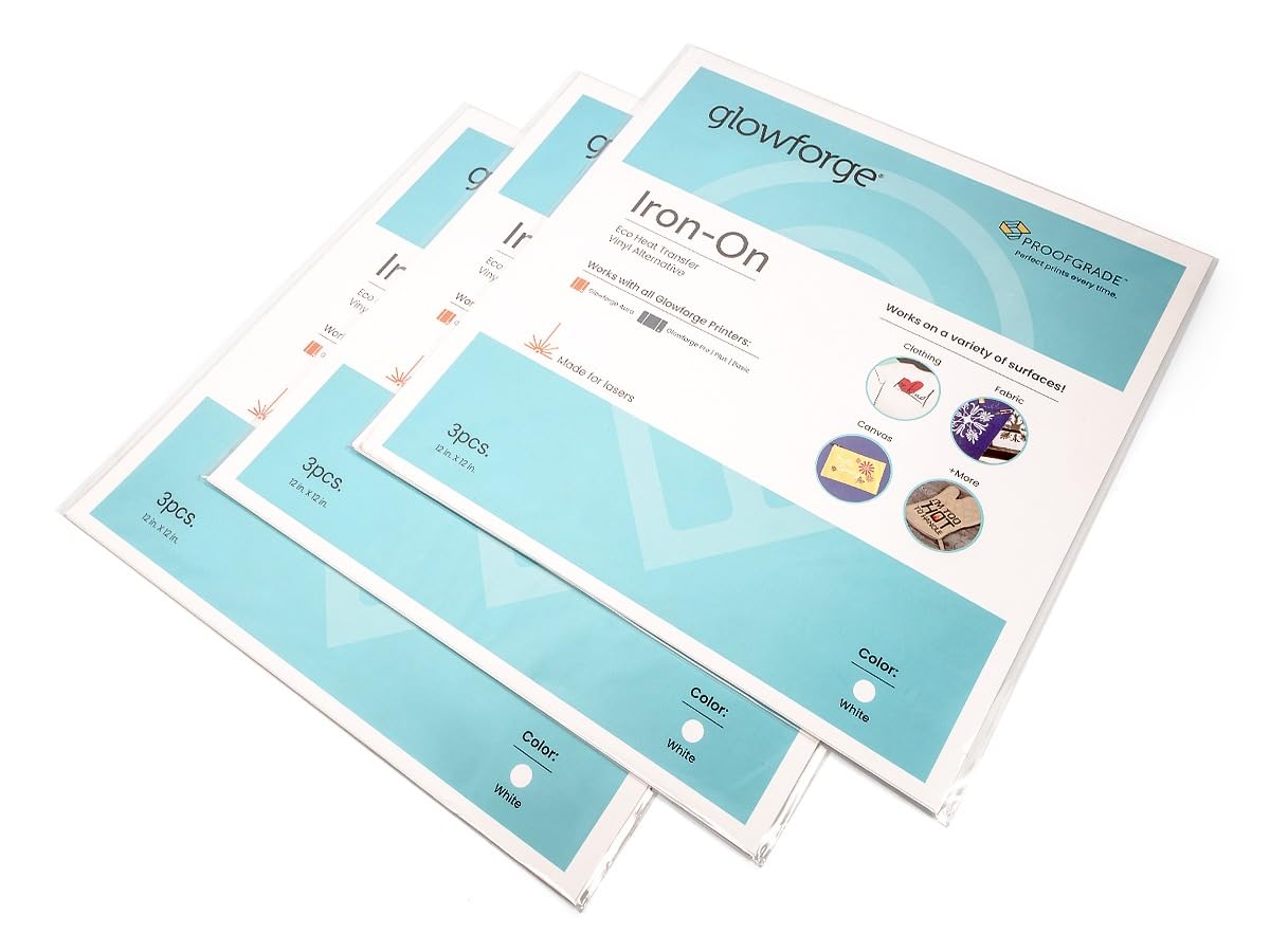 Glowforge Proofgrade Eco Iron On (White) - 12" x 12" (9-Pack)