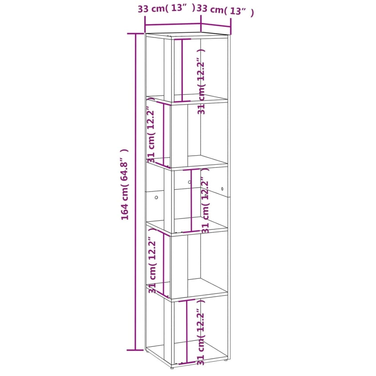 ARKEM Armoire d'angle Chêne fumé 33x33x164,5 cm Bois d'ingénierie,Armoire d'angle,Meuble de Rangement,Armoire de Rangement