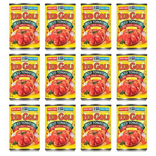 Red Gold Diced Tomatoes Basil, Garlic & Oregano, 14.5oz Can (Pack of 12)