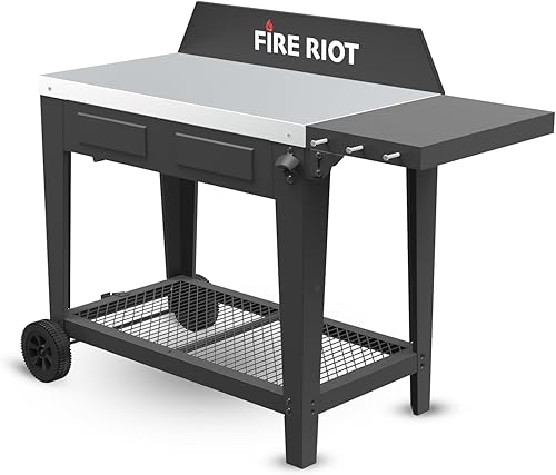 Mesa portátil para parrilla al aire libre Carritos de parrilla con ruedas 36 pulgadas de largo x 20 pulgadas de ancho Carrito de barbacoa para