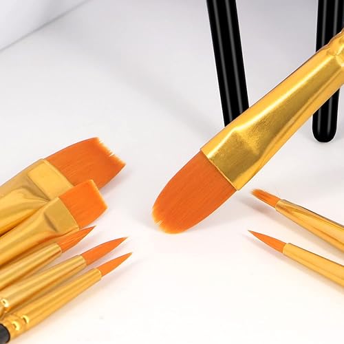 Miniatura 6 de JOINREY Juego de 20 pinceles de pintura, pinceles de punta redonda de nailon para artistas de pintura acrílica al óleo acrílico, arte de uñas