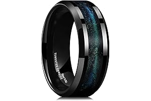 Tungsten Carbide Wedding Band for Men - 8mm Black Polished Blue/Green/Red
