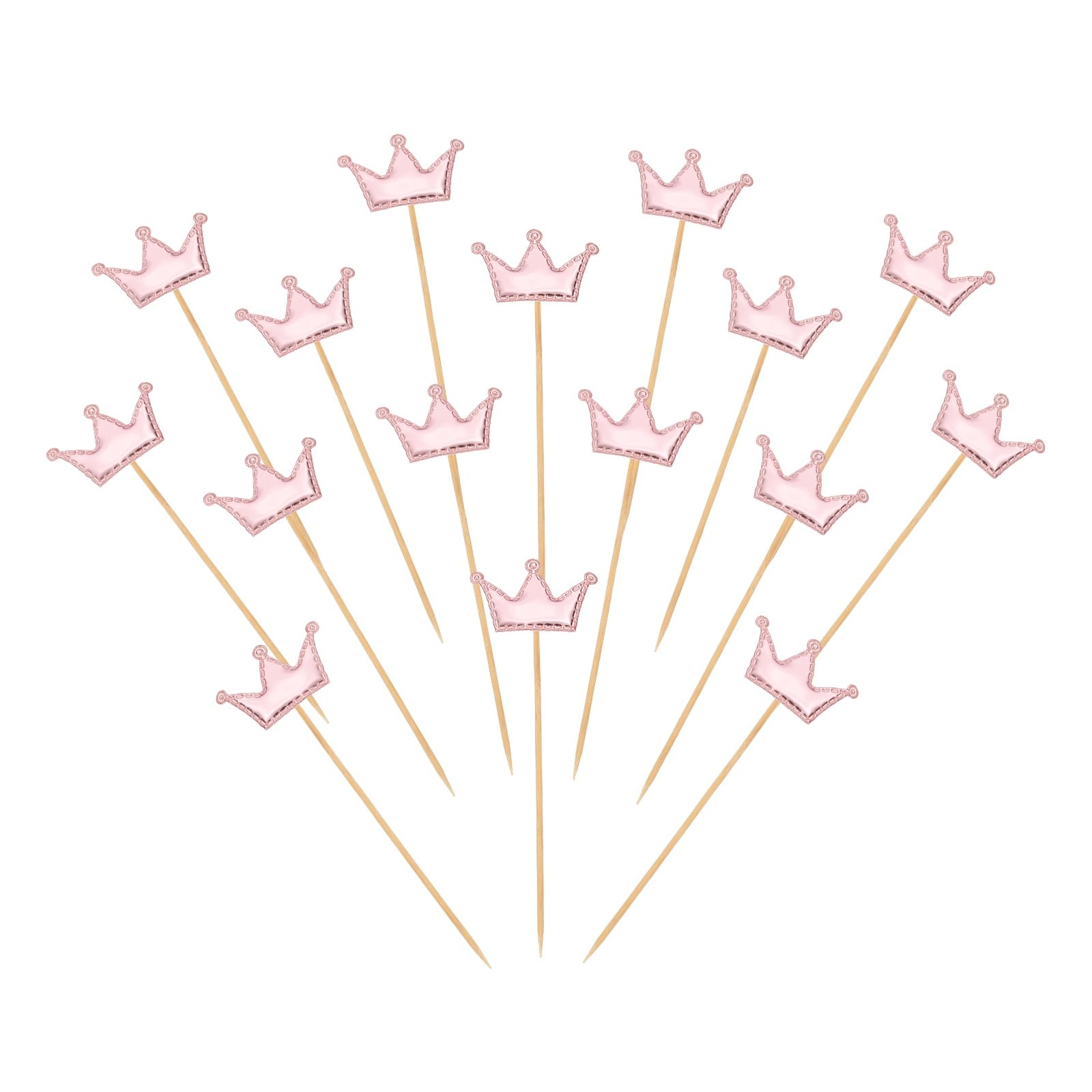 YELARXI Crown Cupcake Toppers Glittery Princess Cake Toppers Mini Cupcake Picks, Fit for Wedding Engagement Birthday Party Cake Decorations (50 Pack, Rose Gold)