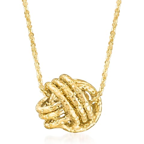 Ross-Simons Italian 14kt Yellow Gold Textured Love Knot Necklace