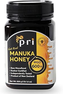 P.R.I Manuka Honey, MGO 600+, 1.1LB New Zealand Raw Monofloral Manuka Honey (500g)