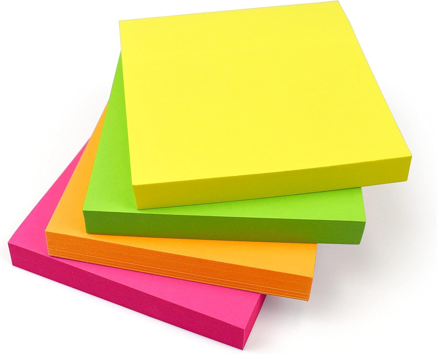 400 Bright Sticky Notes 76x76mm (3"x3") 4 Pads of 100 Sheets - Colourful Memo Notes in Yellow, Pink, Orange, Green or Peach - Note-Taking, Reminders, Checklist