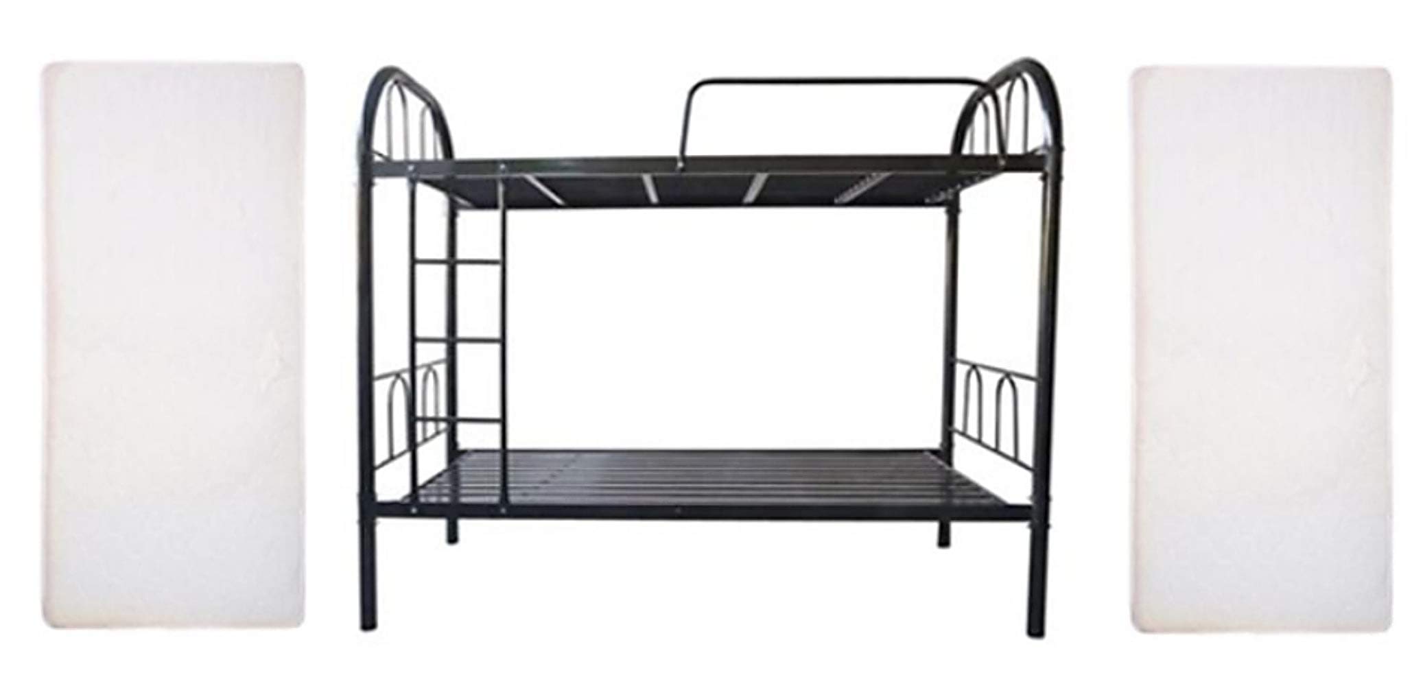 AE Black Steel Bunk Bed with Medical Mattresses - 190(L) x 90(W) x 170(H) cm
