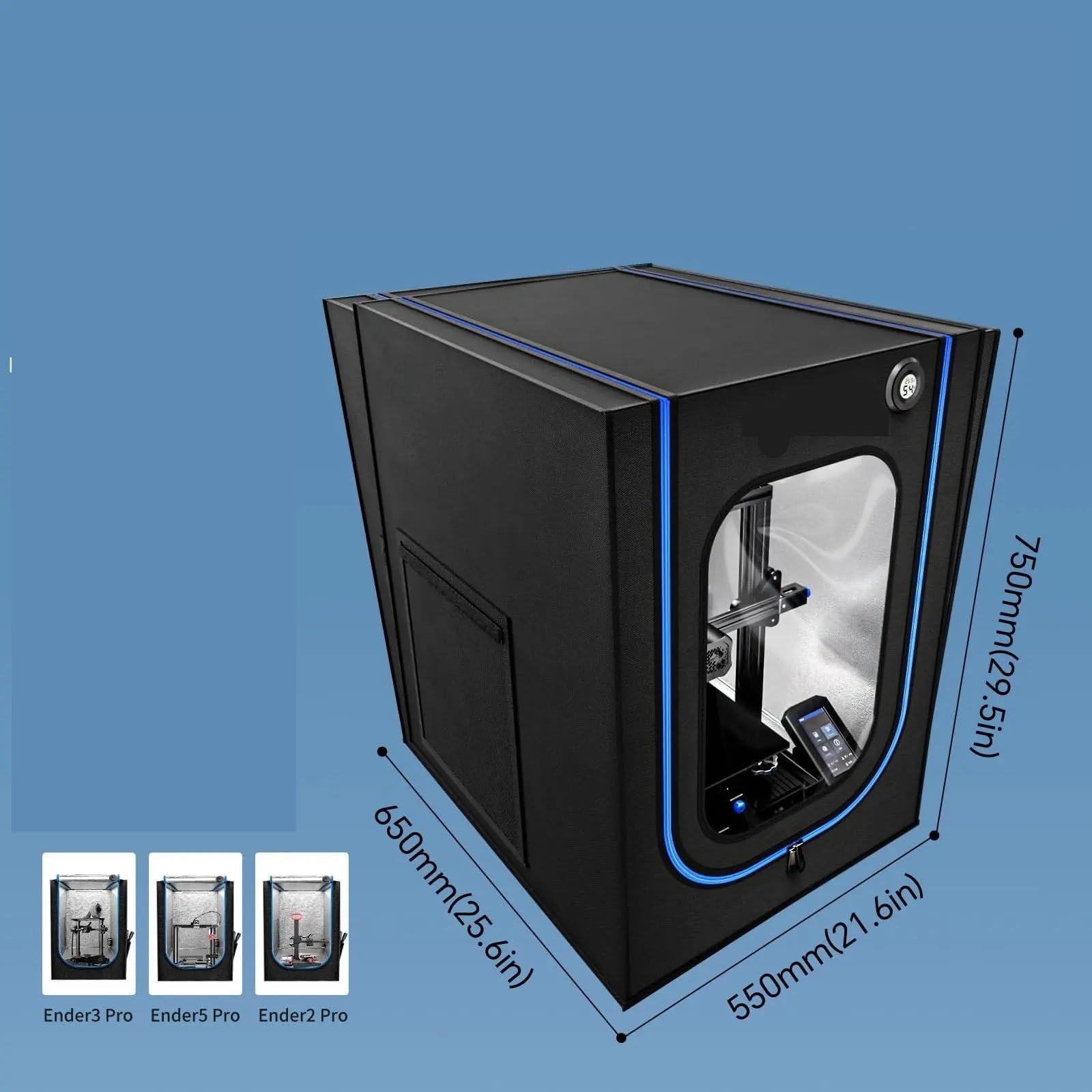3D-Druckergehäuse mit LED, Thermo-Hygrometer und Belüftungsset