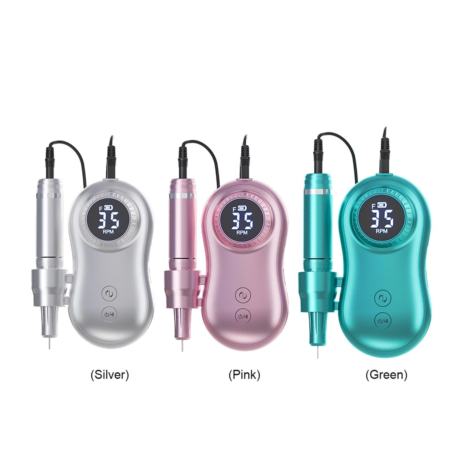 Lima Unghie Elettrico, 35000 giri/min trapano elettrico for smalto portatile 2 in 1 lima for unghie elettrica con display LCD carica USB strumento professionale(Silver)