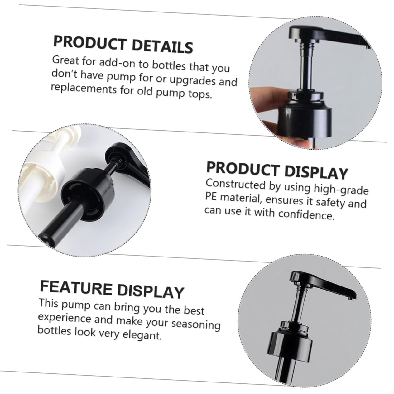 BRIGHTFUFU 3pcs Pump Head Honey Syrup Oyster Sauce Dispensers Pump Dispensers Press Nozzle Oyster Oil Pumps Ketchup Bottle Nozzle Bottle Pump Oyster Sauce Bottle Nozzle Coffee Syrup Black or