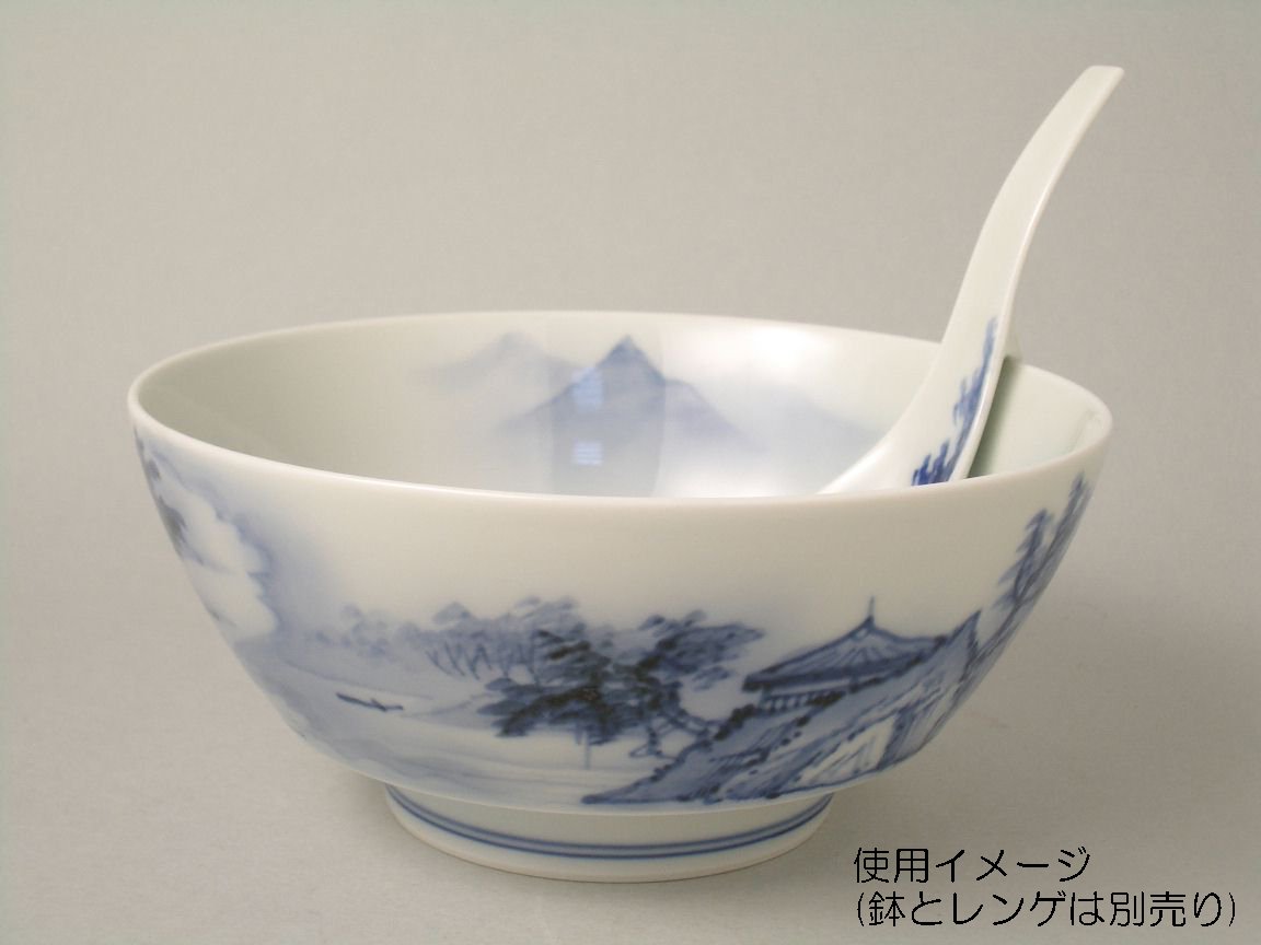 Amazon｜有田焼 原重製陶所 「 究極の レンゲ 」 ラーメン用 染付山水