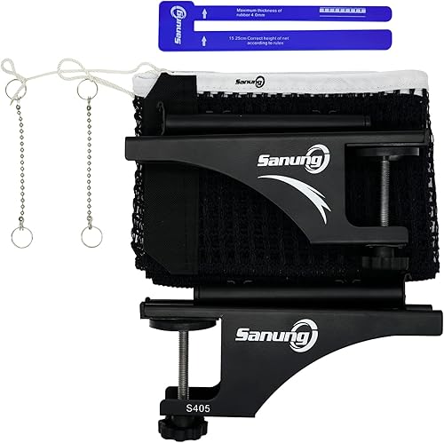 Miniatura 2 de Sanung S405 - Juego de red de tenis de mesa gruesa y postes, profesional plegable de alta resistencia con abrazadera con base estable para mesa