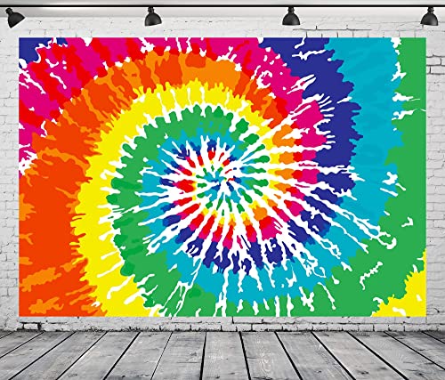 Toile de fond hippie 60s 70s spirale multicolore grand format tissu pour anniversaire tie dye