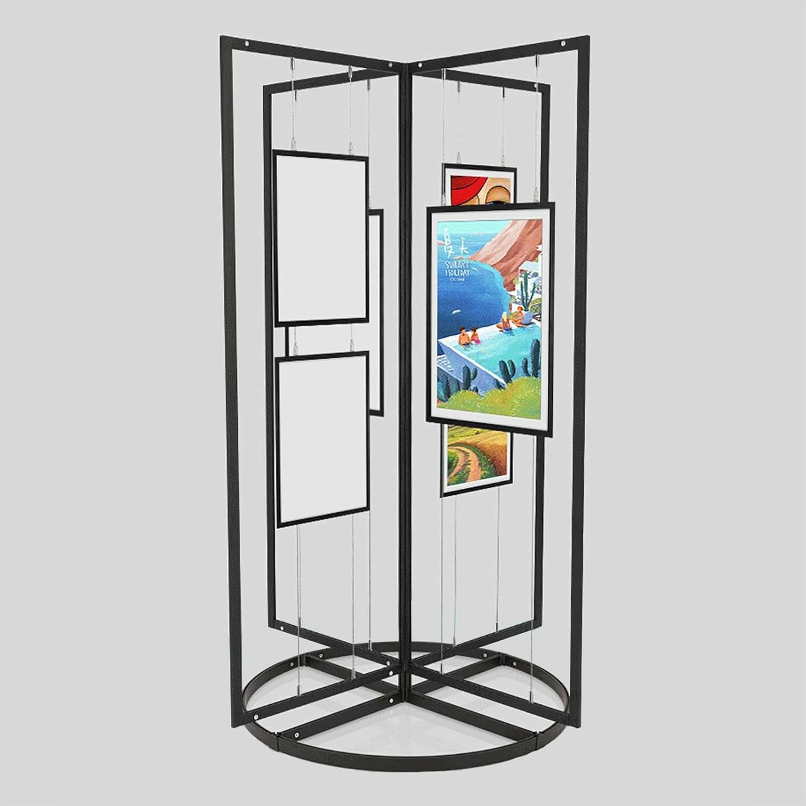 Ruchomy stojak wystawowy na obrazy reklamowe, system wieszania szyn na zdjęcia, składany stojak reklamowy z regulowanym haczykiem (4 szt. - 120 x 240 cm)