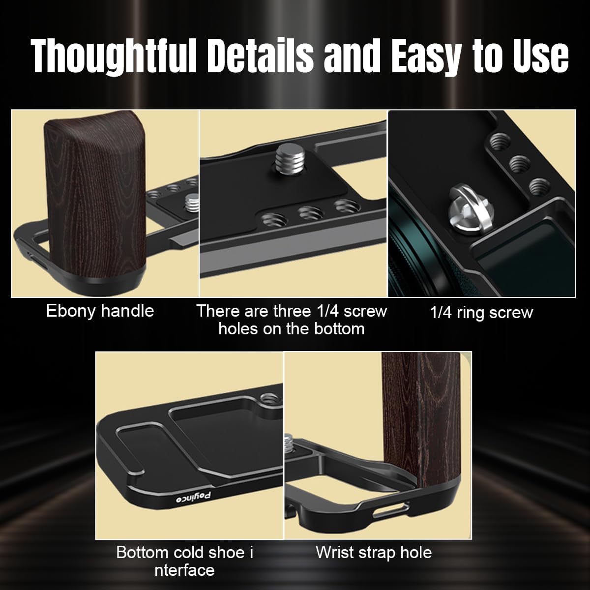 Fotoconic X100VI / X100V Handgrip L-Shape Grip with Quick Release Plate for Arca, Lightweight Silicone Side Handle, Shutter Button and Hot Shoe Cover for FUJIFILM X100VI / X100V Cameras (Silver) - Image 4