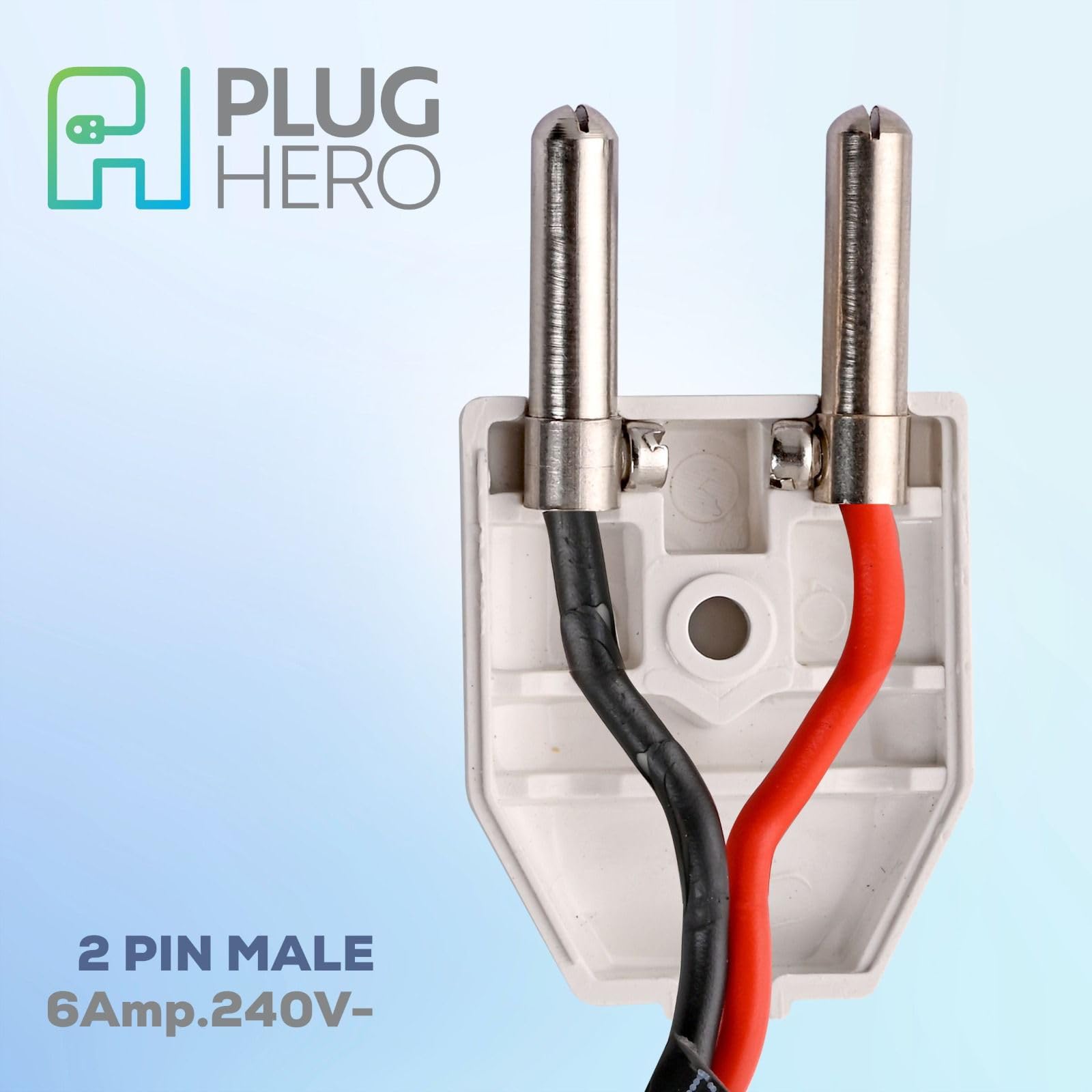 PLUG HERO 2 Pin Male Plug Top – 6A 240V | Universal Electric Connector for Mixers, Fans, Trimmers, Hair Dryers, Air Coolers | Durable, Shock-Proof, Easy to Use Plug (Pack of 5) 4