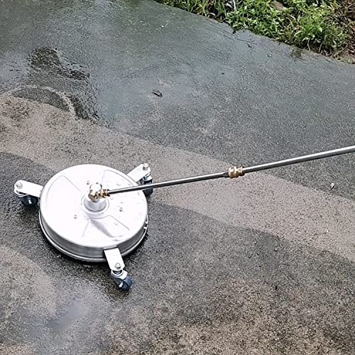 Kit de limpieza de superficies a presión, 4000 PSI de acero inoxidable giratorio plano con ruedas, enchufe rápido de 1/4 pulgadas, 2 varitas de extensión para entrada, acera, limpieza de patio
