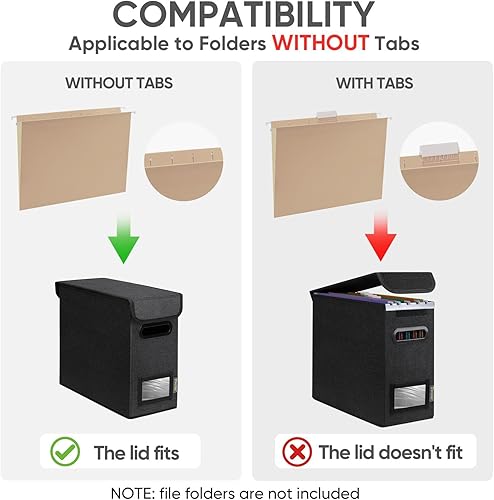 Miniatura 102 de BALEINE - Caja organizadora de archivos con tapa, organizador de carpetas plegable con riel de plástico, caja para carpetas colgantes para Gris