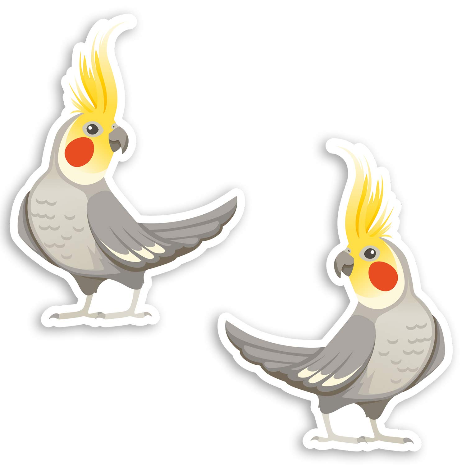 2 x 10cm Cute Cockatiel Bird Vinyl Stickers - Parrot Pet Laptop Sticker #34611 (10cm Tall)