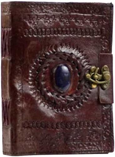 AzureGreen Stone Eye - Libro en blanco de cuero con pestillo de 5 x 7 pulgadas