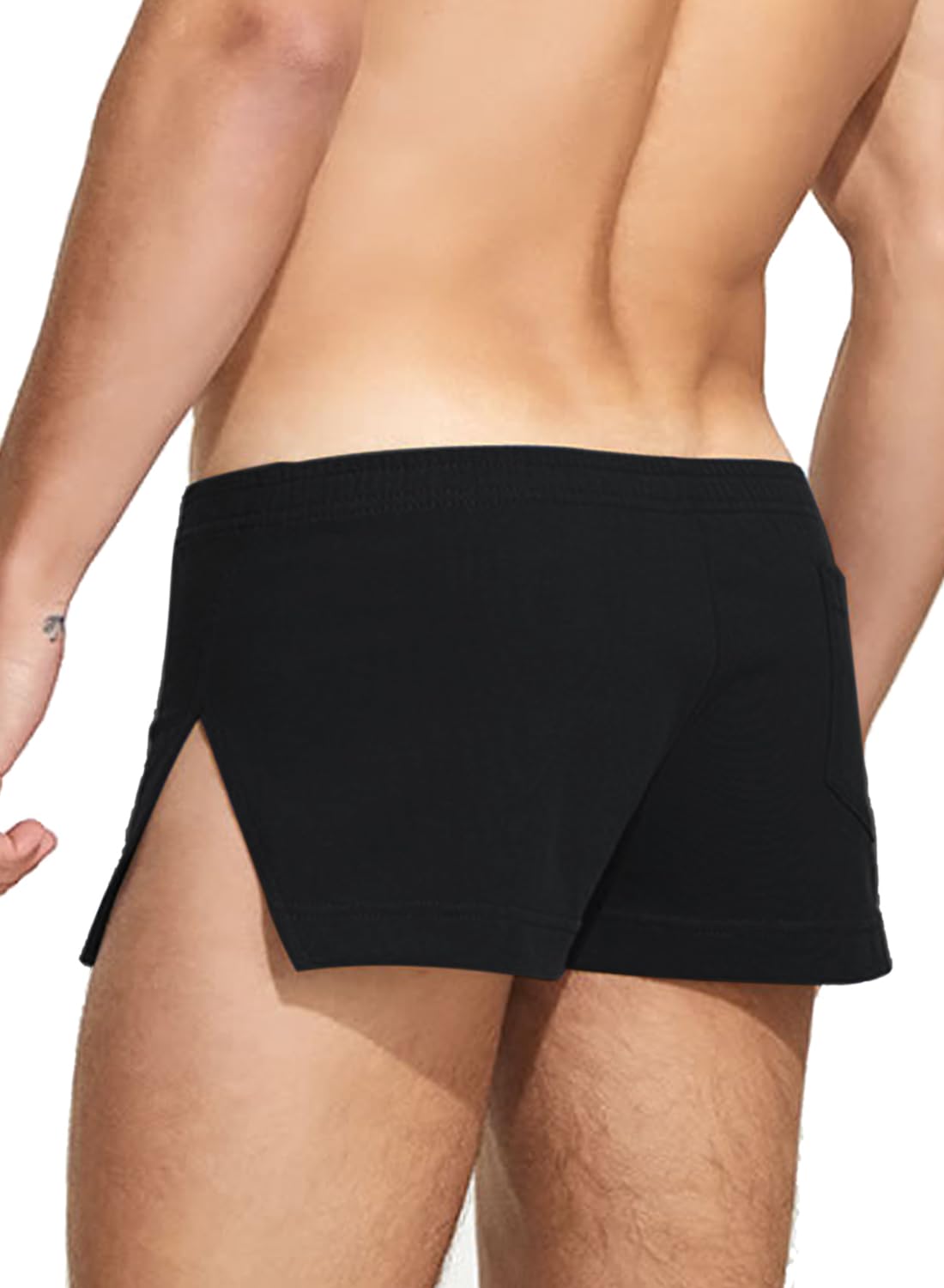 Men's 3 Inch Large Split Side Lounge Shorts Cotton for Sleeping Home Workout Gym Bodybuilding-picture-50