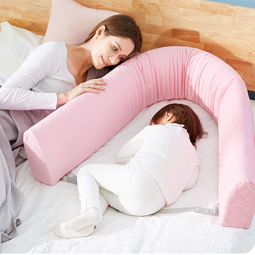 Paracolpi per sponda del Letto, paracolpi in Memory Foam Morbido Multifunzione, Forma Intercambiabile, Fodera Rimovibile ripiegata, 1 Confezione, Rosa, 150 cm