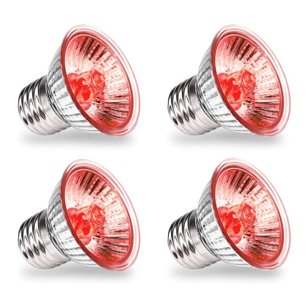 BURAQ Red Infrared Heat Bulb for Reptiles – UVA UVB Light Bulb for Night Basking & Warmth – Terrarium Bulb (50W, Set Of 4)-image-16