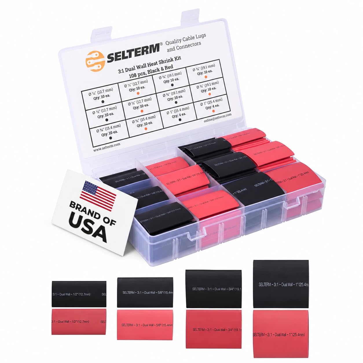 SELTERM Heat Shrink Tubing Kit - 108 Pcs Marine Grade -1 SELTERM Heat Shrink Tubing Kit - 108 Pcs Marine Grade -1