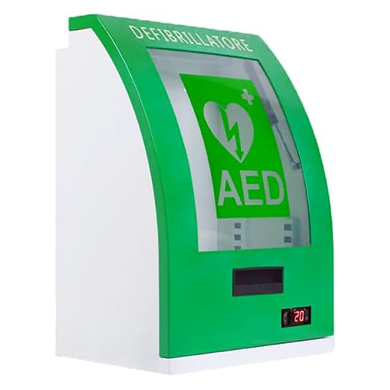 Wandmontierter AED-Defibrillator-Aufbewahrungsschrank, Herz-Defibrillator-Aufbewahrungsschrank aus Stahl mit Schlüssel und Alarm, einstellbare Trennwandposition, AED-Schrank für Zuhause, Schulen, Ve