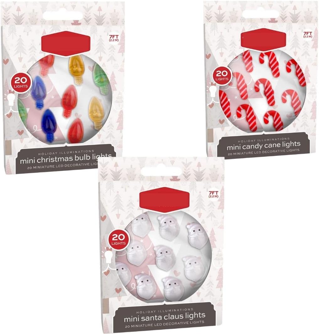 Set Of 3 Battery Operated Christmas Decorations Candy