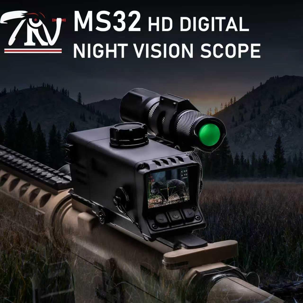 TRV Digital Night Vision Scope MS32 mounted on a rifle with IR illuminator