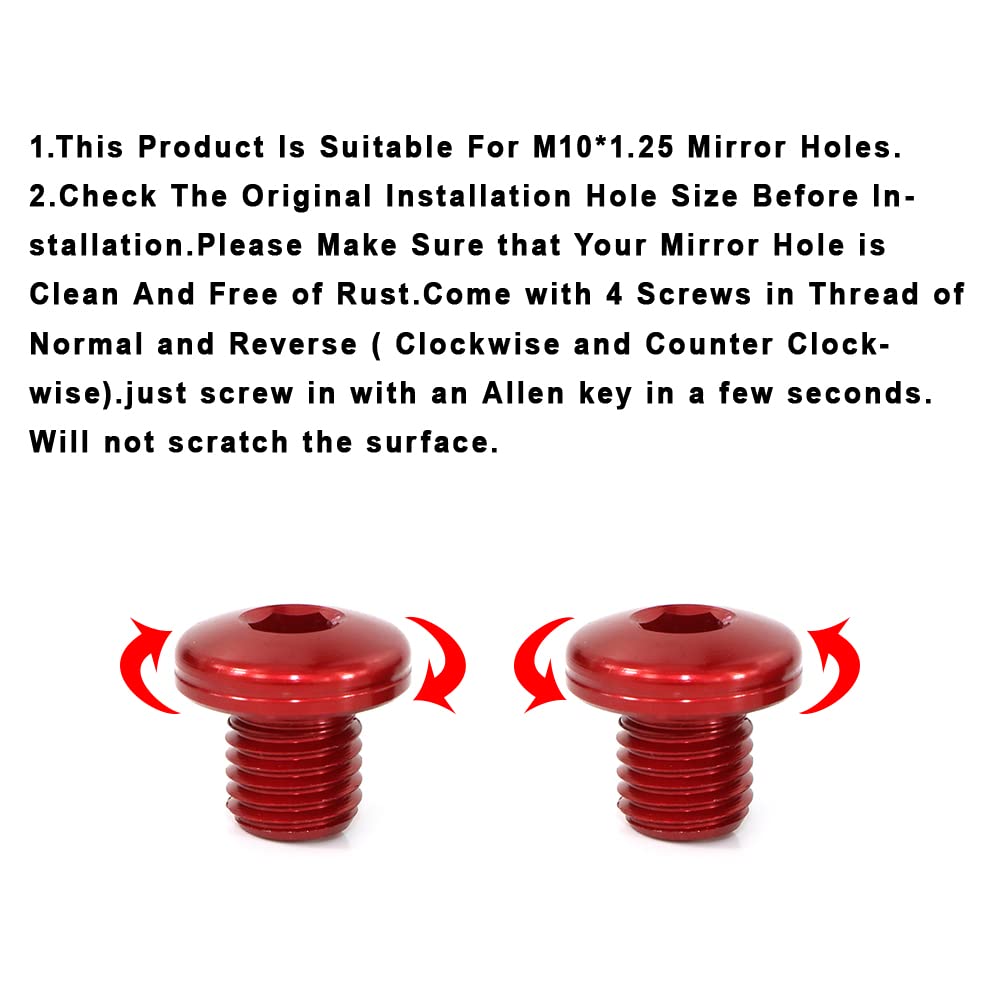 Motorcycle M10x1.25 Mirror Hole Plugs Screws Fit for Honda Grom