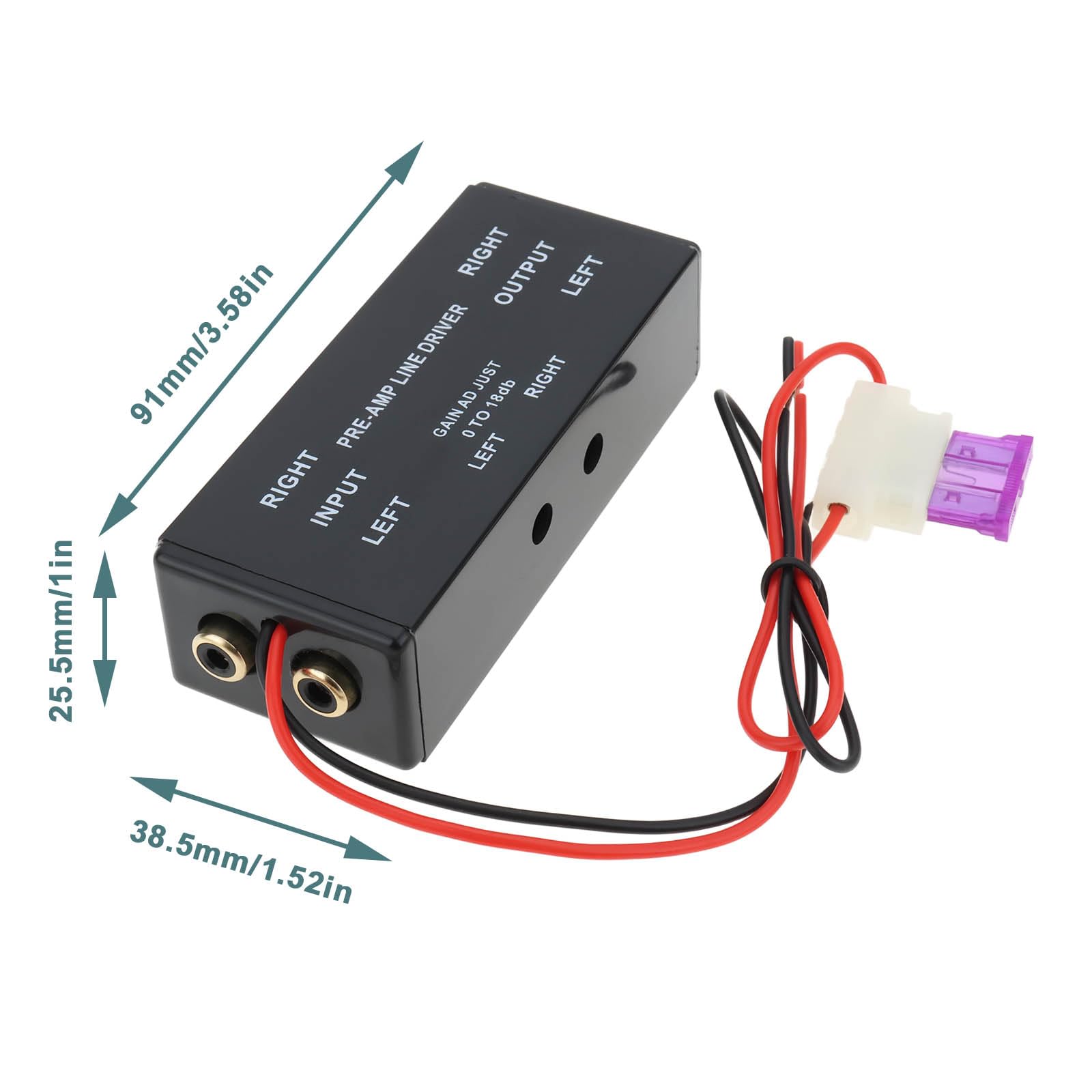 ECSiNG Préamplificateur RCA Amplificateur de Signal Entrée/Sortie Plage Réglable de 0,1 à 18 DB pour Voiture Et Bateau