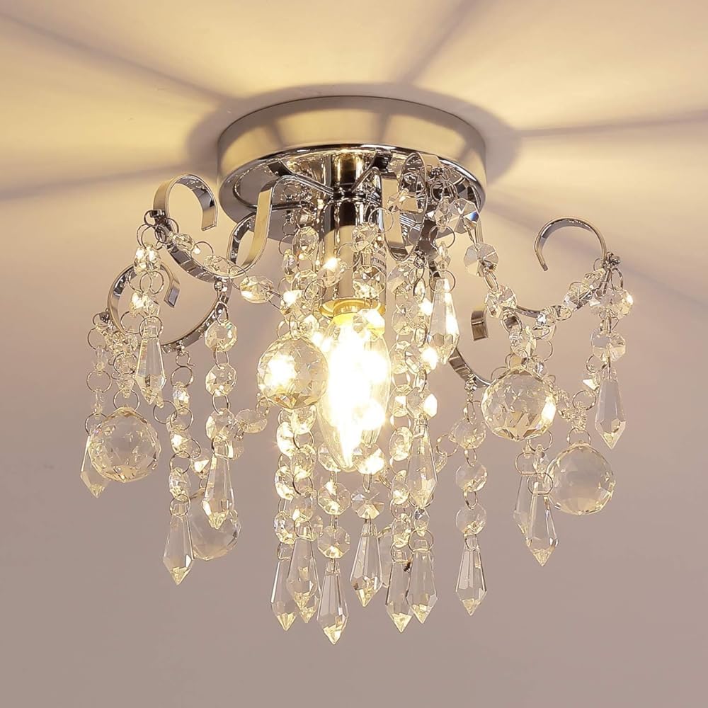 SXECAEPS Modern creative chandelier Watch accessories winder Crystal Ceiling Light,Small Flush Mount Light Fixture for Entryway Bedroom Barthroom Hallway Closet