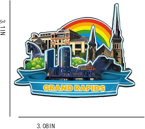 Miniatura 3 de Grand Rapids Michigan USA - Imán de madera para nevera, 3D, monumentos de viaje, coleccionables, recuerdos, decoración hecha a mano, 3455