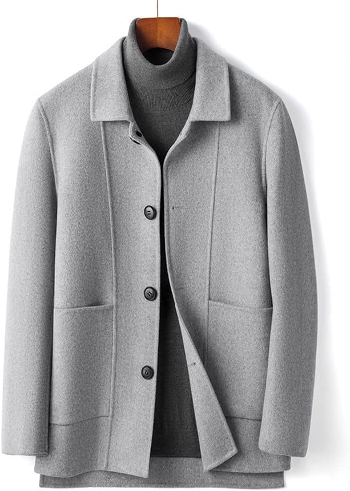 Wool Woolen Coat Lapel Autumn and Winter Men Short Trench Jacket