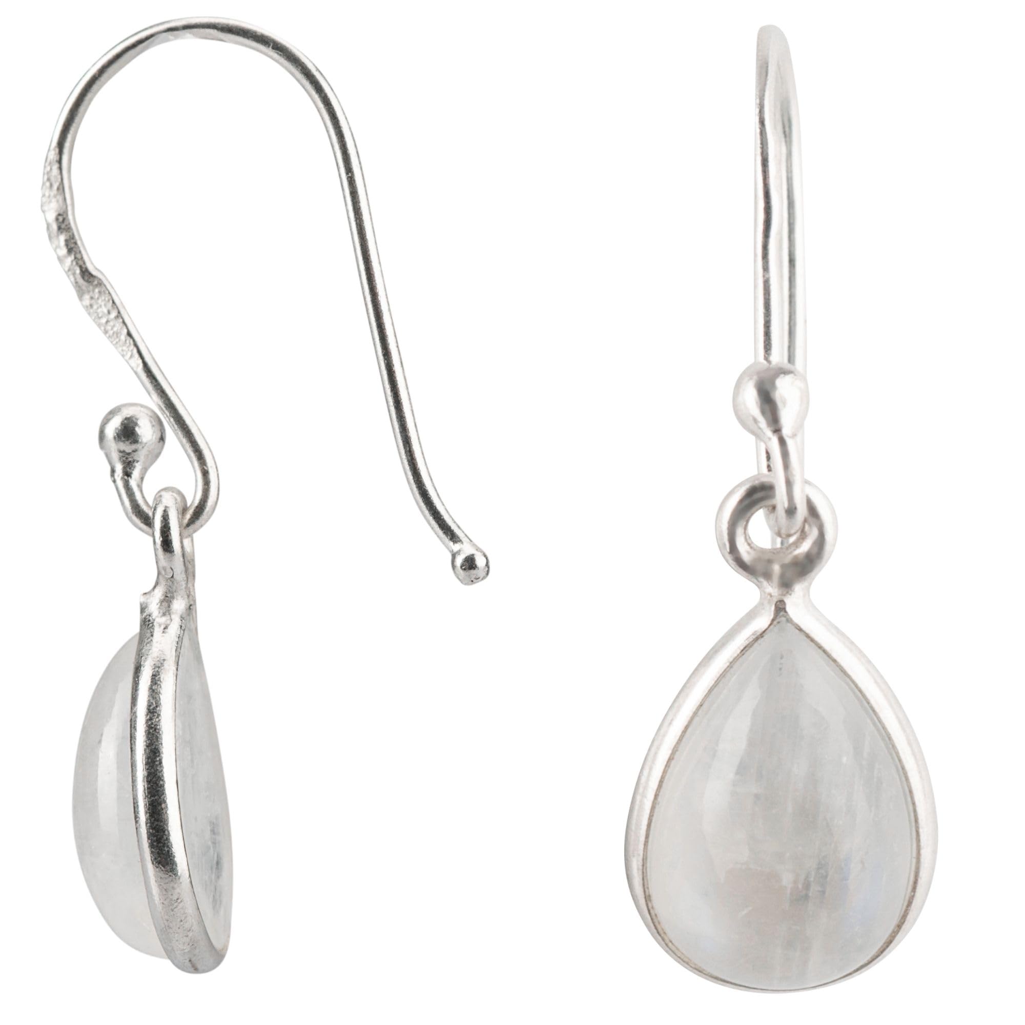 Mondstein Ohrringe Damen aus reinem 925 Sterling Silber - Echter Mondstein Edelstein Schmuck - Ohrringe hängend in Tropfenform