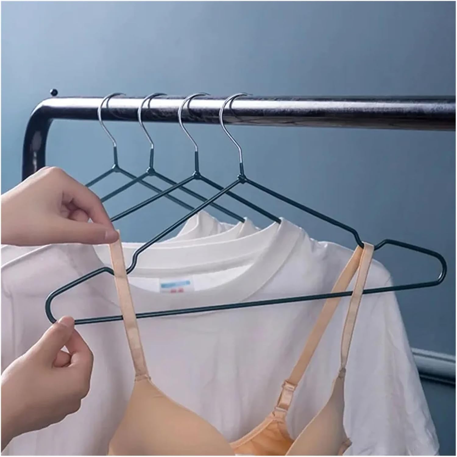10pcs Non Slip Coated Metal Suit Coat Hangers Clothes Shirt Jacket Hanger with Round Notches for Dress