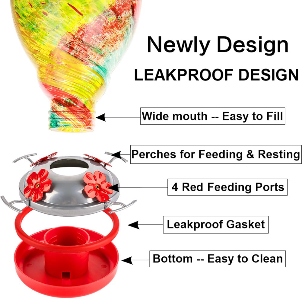 Perky-Pet 203CPBN-2 Mangiatoia per colibrì in vetro con posatoi, protezione integrata per formiche e api, decorazione da giardino per esterni, confezione da 2