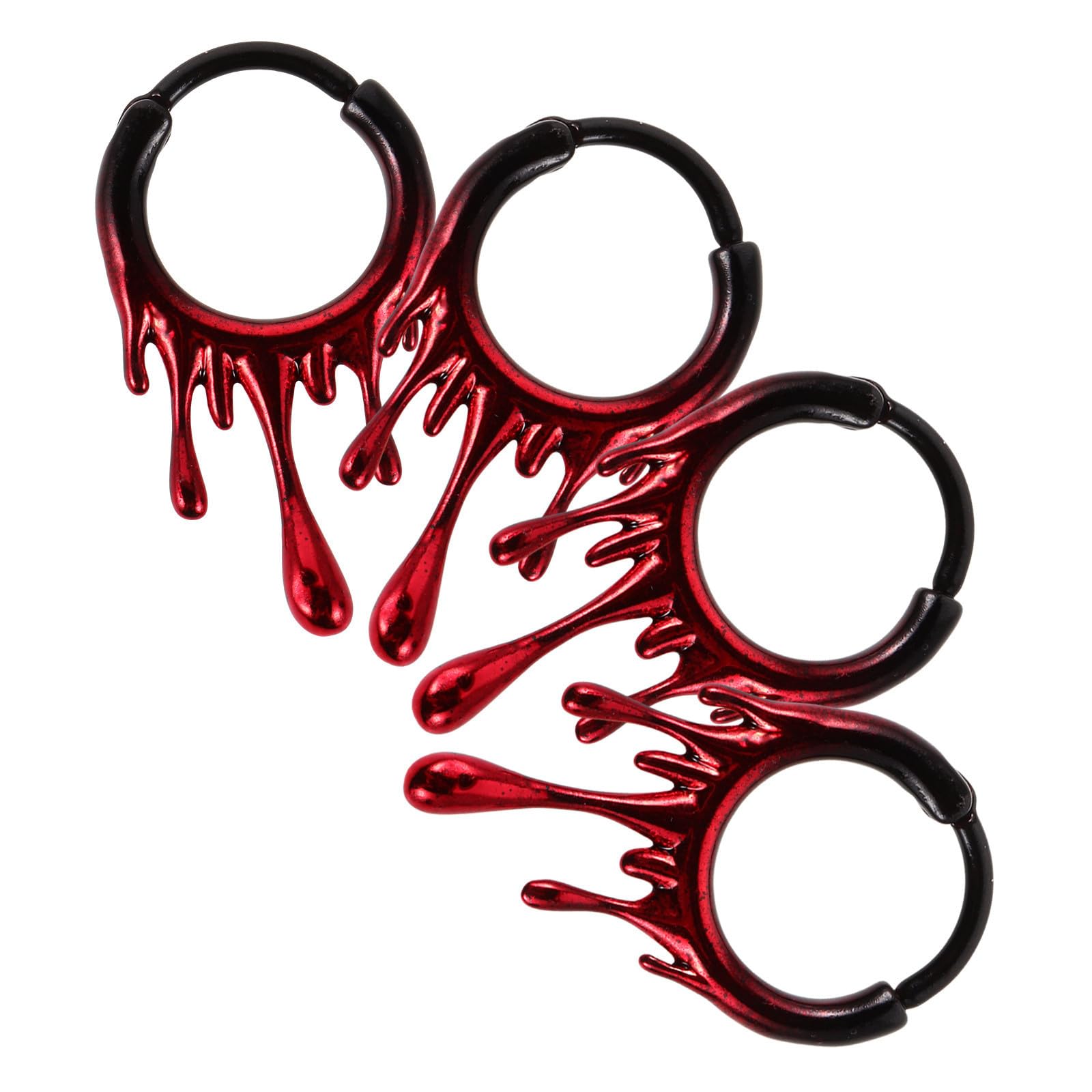 Tofficu 16 Pezzi Anello Versatile per Piercing al Naso in Acciaio Inossidabile Rosso Design Irregolare Effetto Sangue Stile Gotico per Feste di Halloween e Uso Quotidiano