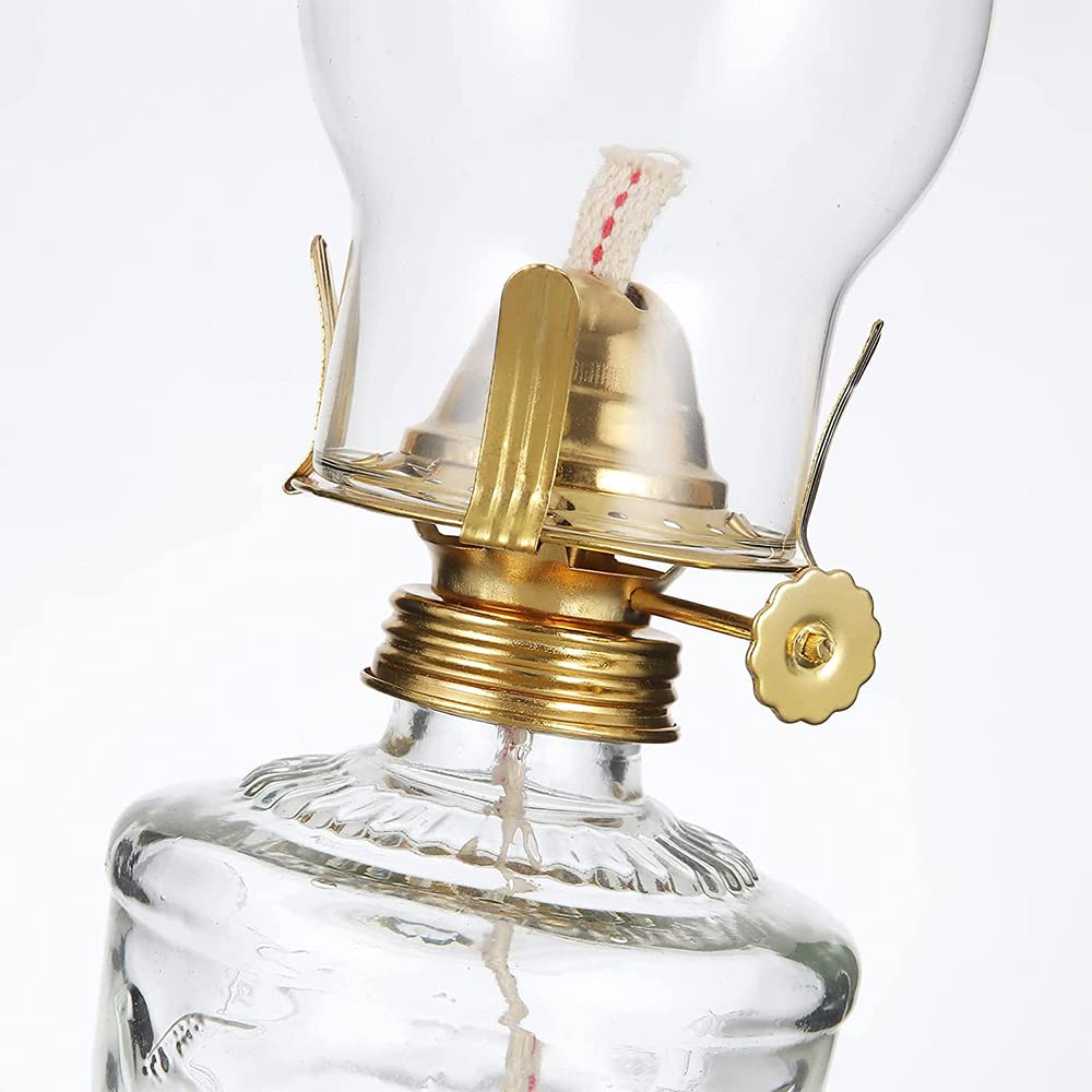 Lámpara de aceite de llama abierta retro, lámpara de queroseno de vidrio de 12.99 * 2.99 pulgadas, iluminación interior Lámparas de aceite a prueba de viento (paquete de 2)