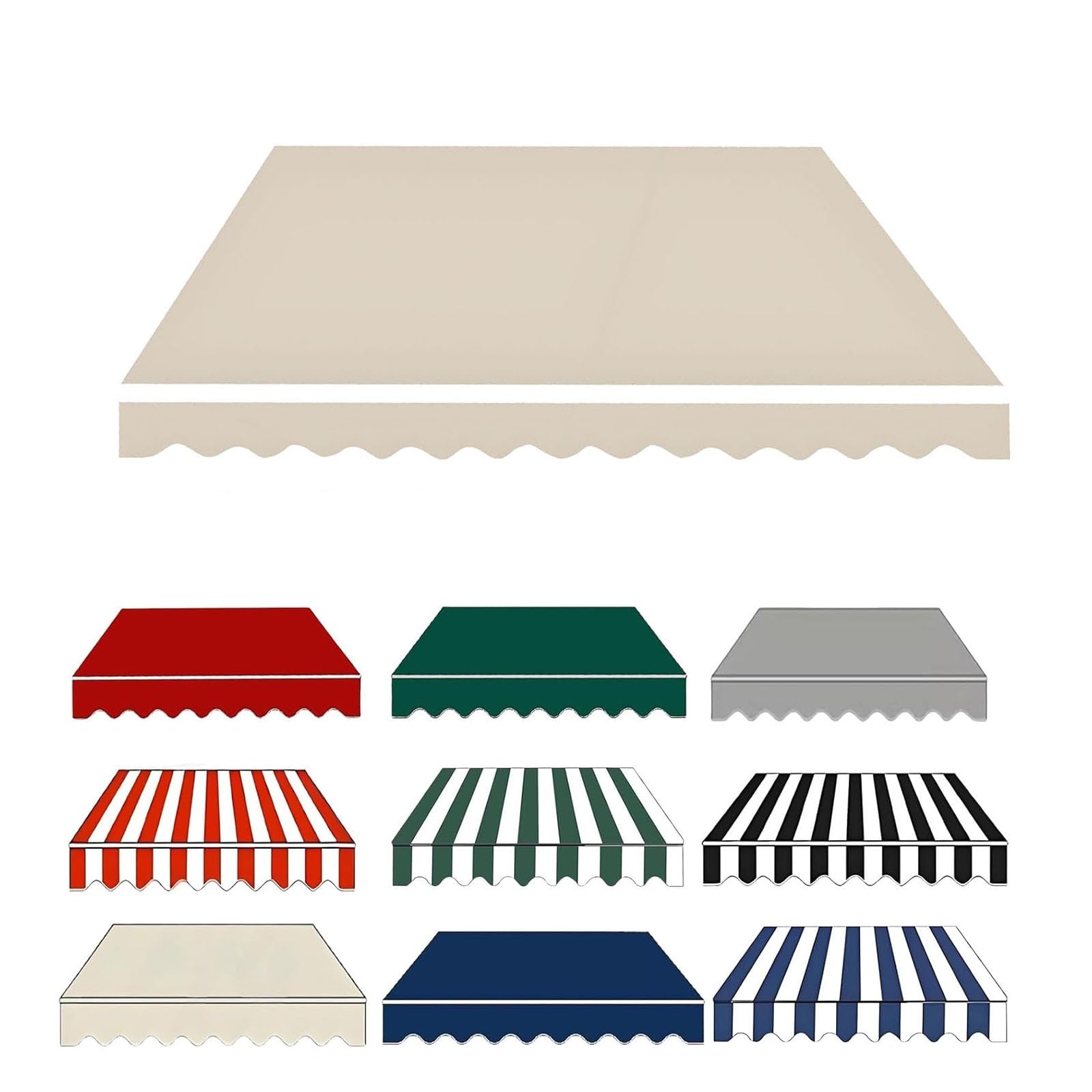 2.0m 2.5m 3.0m 3.6m 4m 5m Durabla Garden Awning Replacement Fabric Top Cover Front Valance, Window Awning Cover Waterproof, Awning Fabric Replacement(Beige,360x300cm)