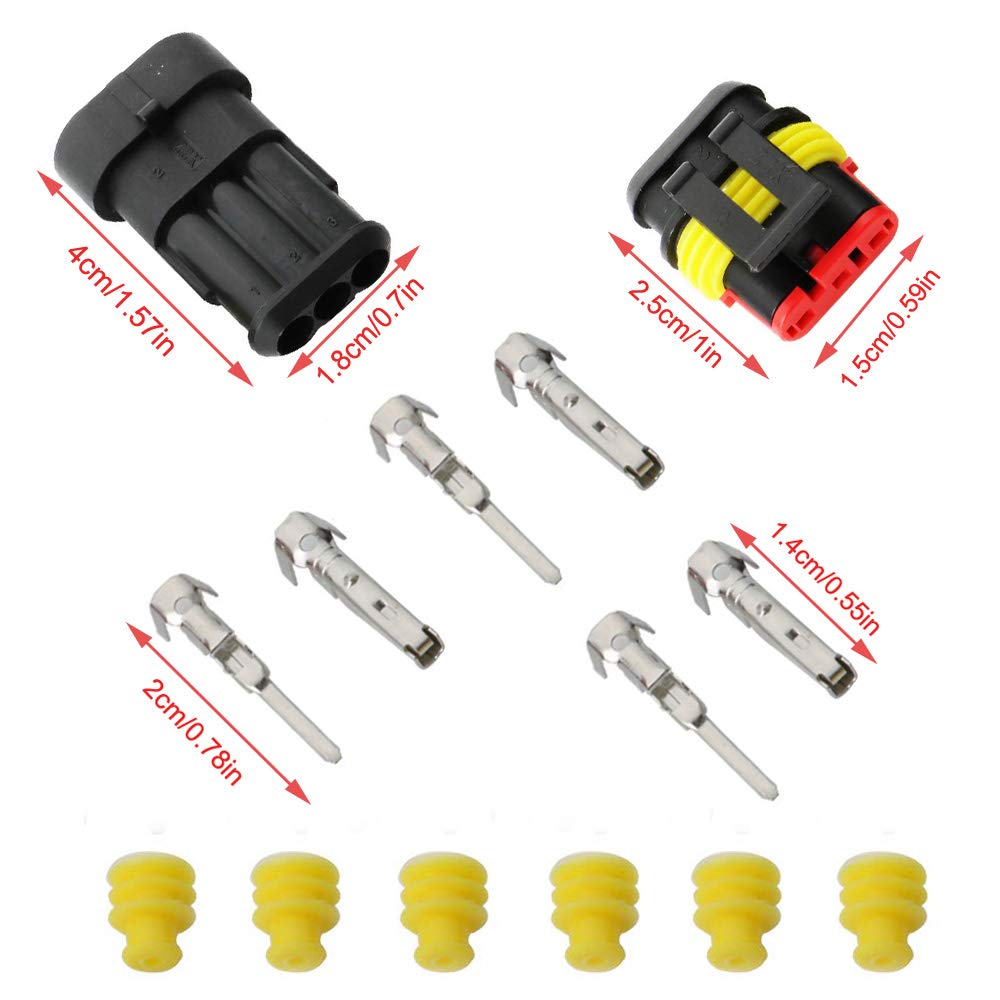15SET 12Amp 2-Way 2/3/4 Pin Car Super Seal Waterproof Wire 15SET 12Amp 2-Way 2/3/4 Pin Car Super Seal Waterproof Wire