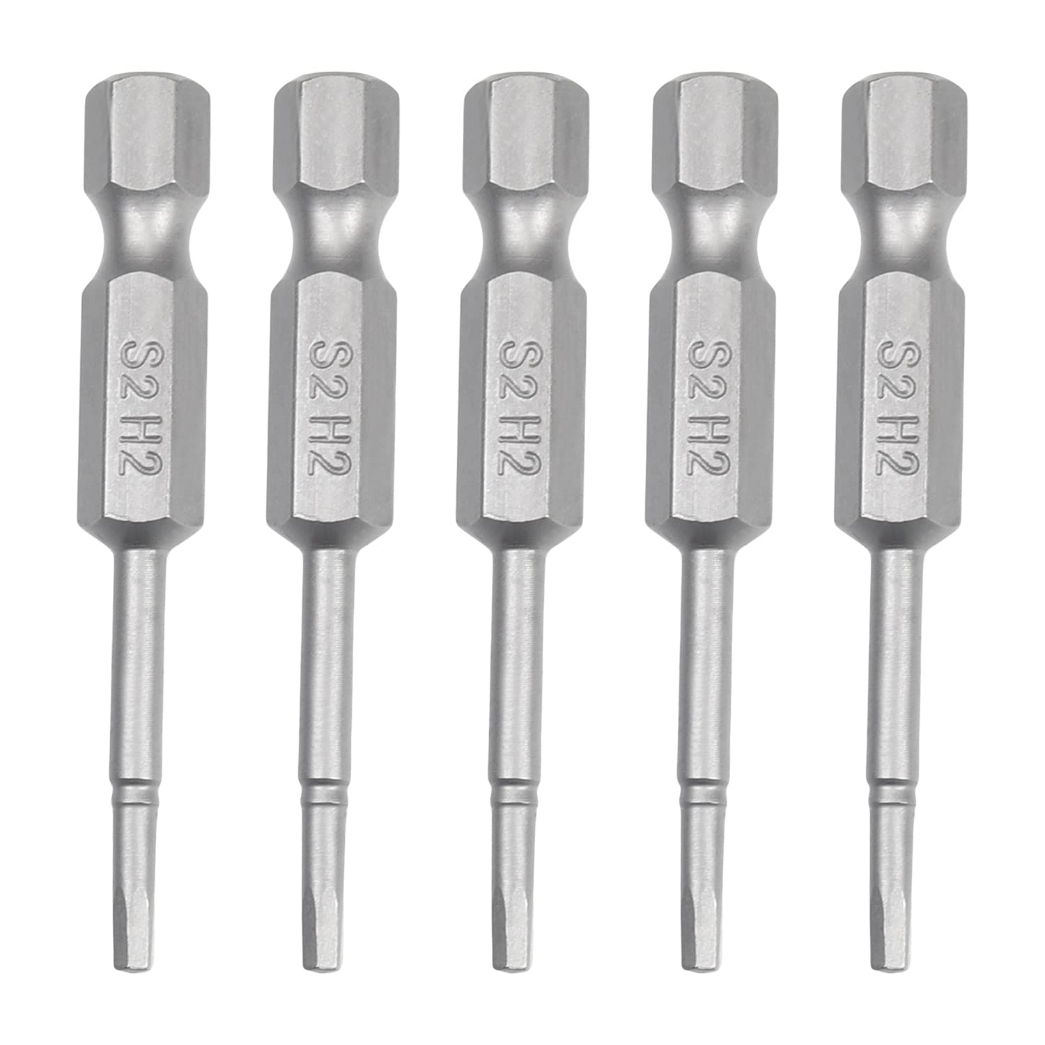 Utoolmart H2 Hexagon Head Allen Wrench Screwdriver Bit 1/4 Inch Hex Shank S2 Steel 50Mm Length Magnetic Hex Drill Bits For Hand Held Wrench And Electric Drills 10Pcs