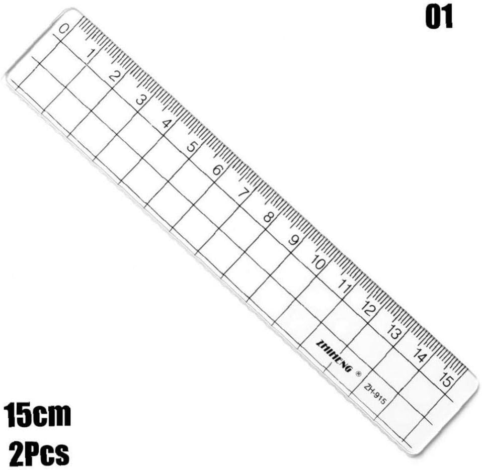 2Pcs Simple Acrylic Ruler Transparent Square Ruler Stationery Learn